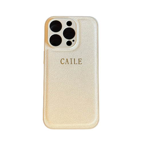 Personalisierbare Handyhülle in eleganter Lederoptik – individuell gestaltbar mit Namen oder Initialen, idealer Schutz und stilvolles Design für Smartphones - weiß